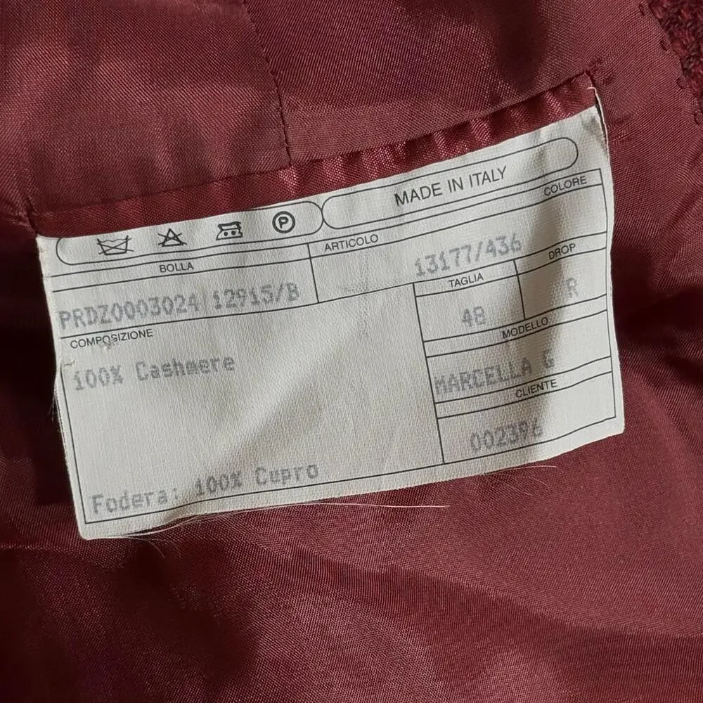 Isaia Blazer Mens IT 48 Red Cashmere Tweed Velvet Collar Sport Coat Made Italy